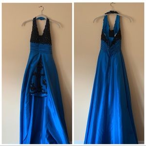 Royal Blue Jovani Halter Dress